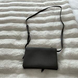 All Saints Charcoal Textured Crossbody Bag